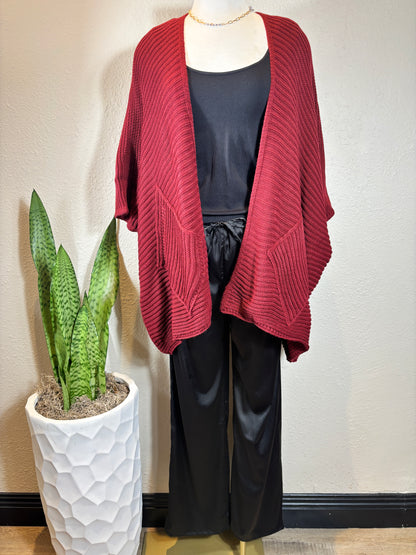 Diamond Cut Pocket Knit Layering Cardigan