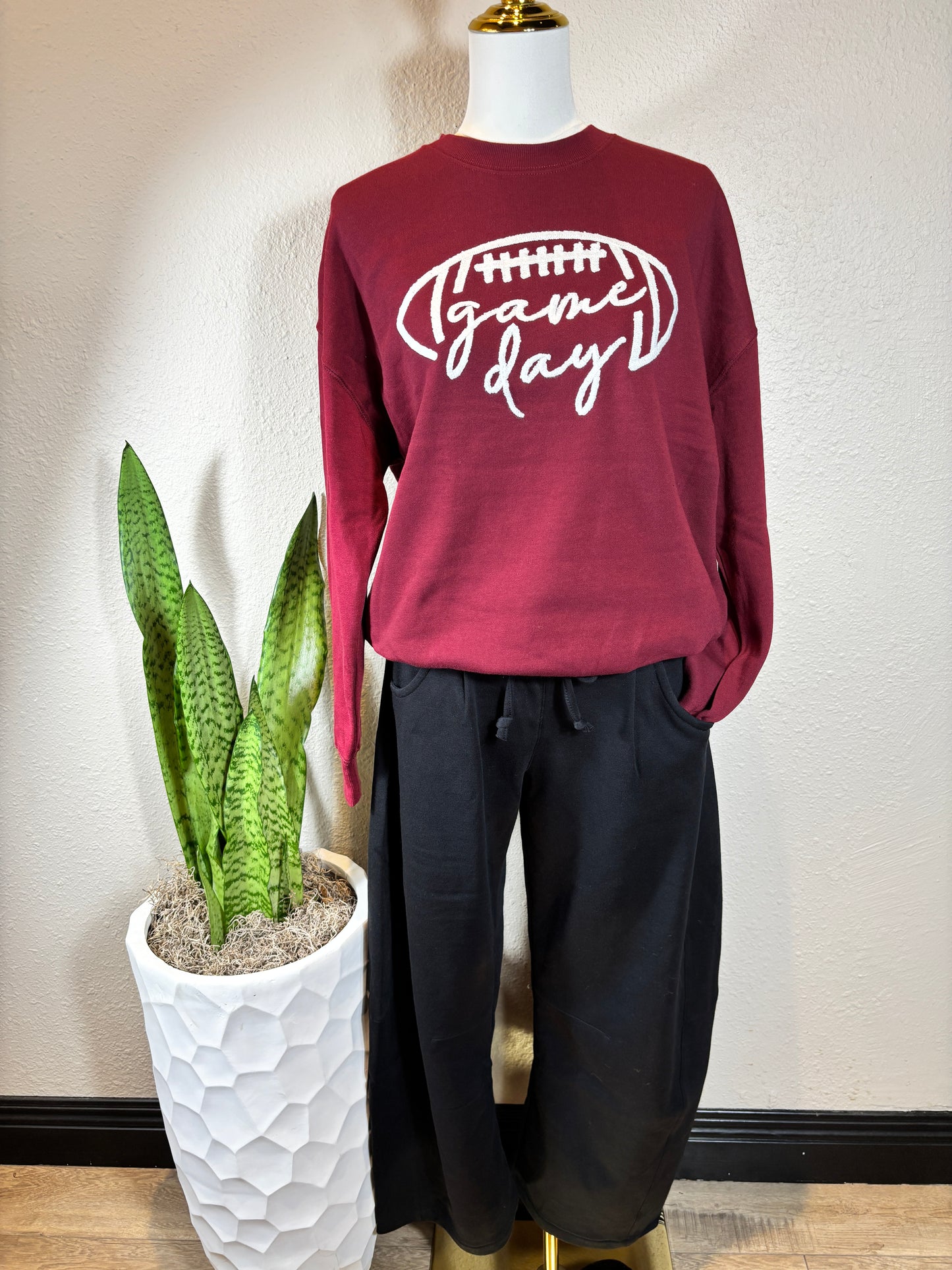 Fleece Baggy Barrel Leg Fit Mid Rise Sweatpants