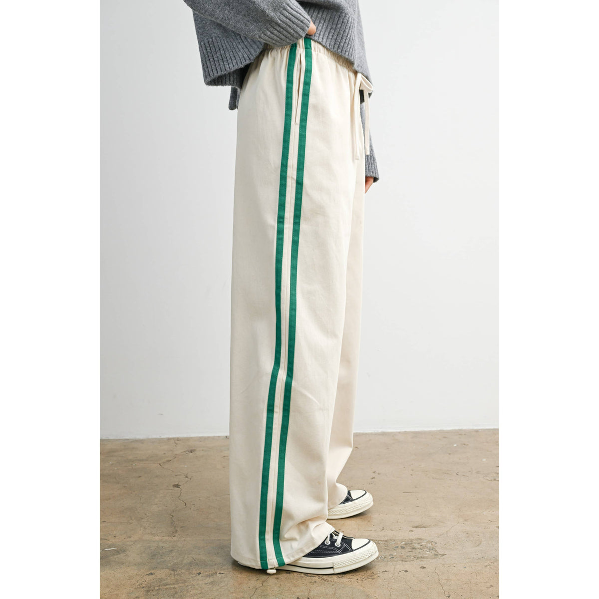 Striped Wide-Leg Drawstring Track Pants - BMP8039