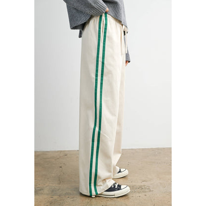 Striped Wide-Leg Drawstring Track Pants - BMP8039