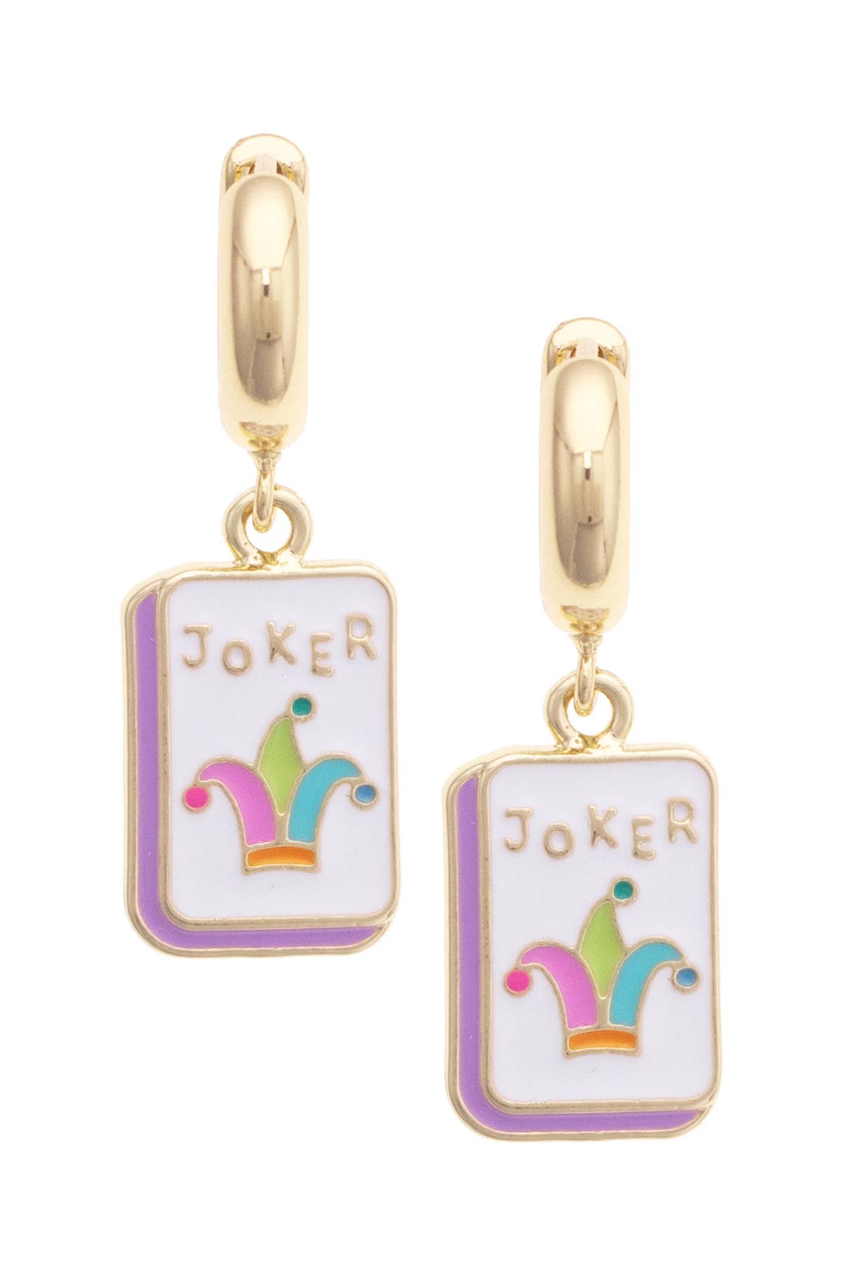 Joker Chunky Hinged Hoop Earrings in Shiny Gold