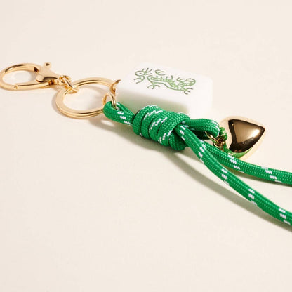 Mahjong Tile Puffy Heart Cord Keychain Bag Charm