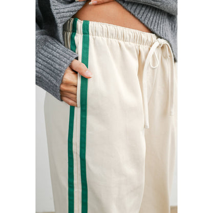 Striped Wide-Leg Drawstring Track Pants - BMP8039