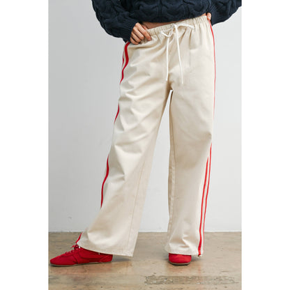 Striped Wide-Leg Drawstring Track Pants - BMP8039