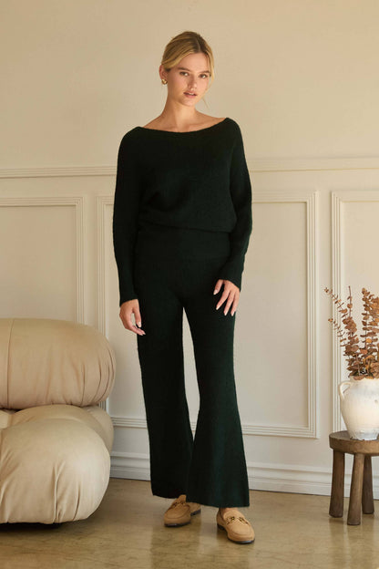 Off Shoulder Rib-Knit Sweater