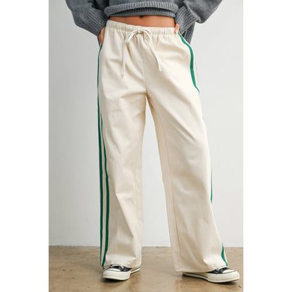 Striped Wide-Leg Drawstring Track Pants - BMP8039